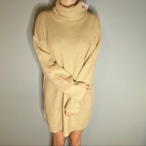 Cream colored turtleneck dress